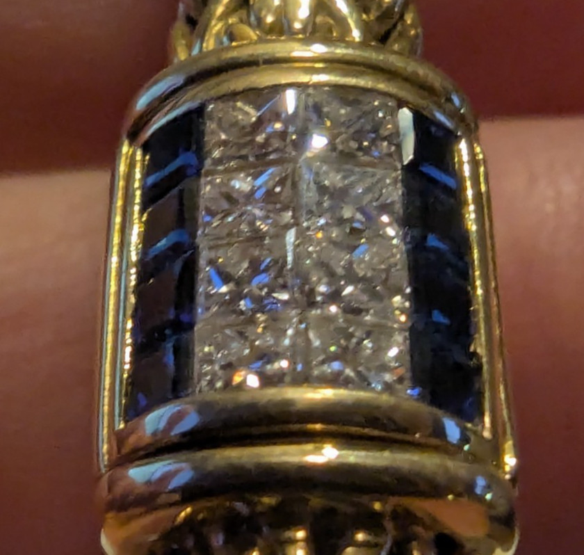 John Hardy Icon 18K Yellow Gold Sapphire & Diamond Bracelet 8” 44g Heavy #10