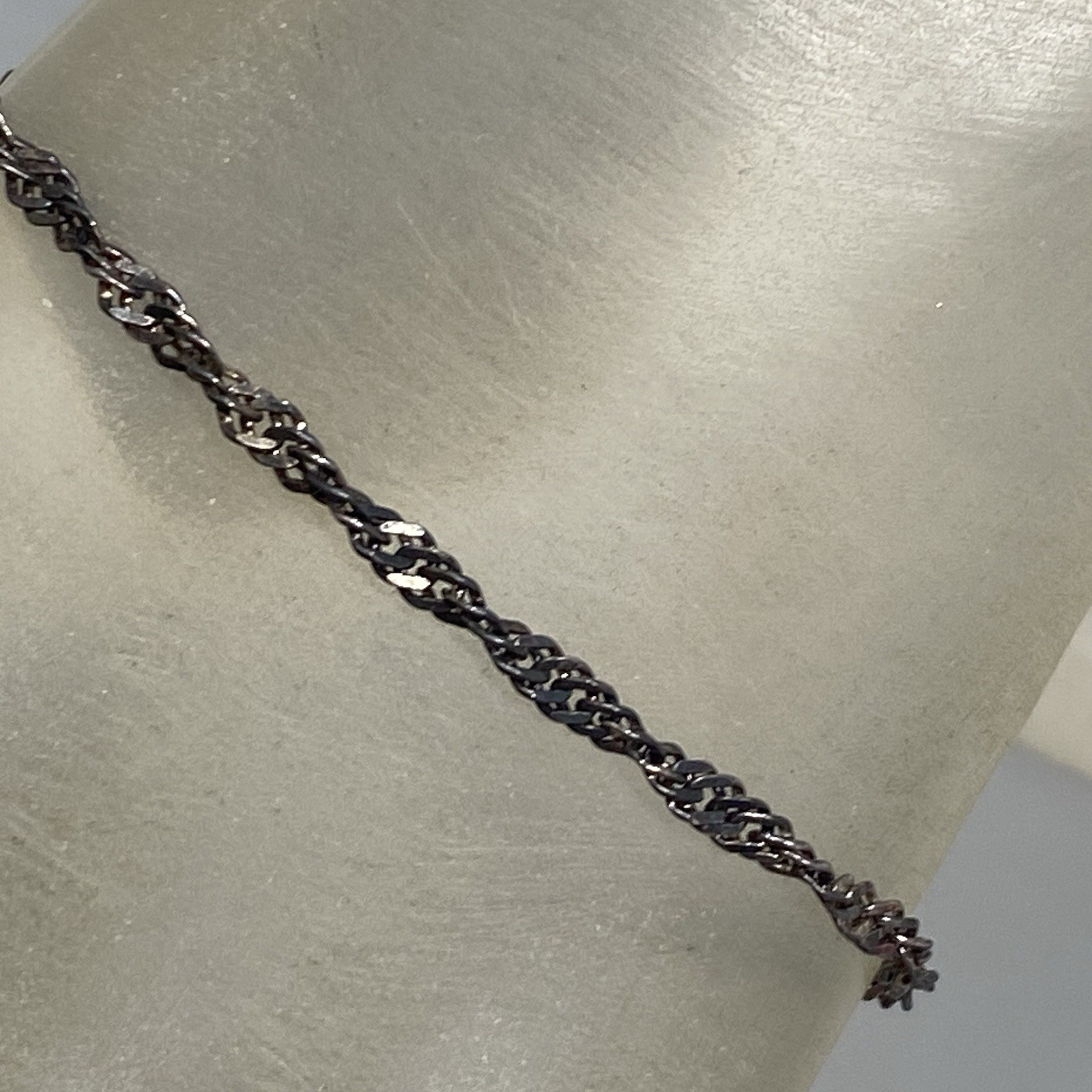 VTG Sterling Silver Twist Chain Bracelet Patina 925 Italy PT Quality 6.75″