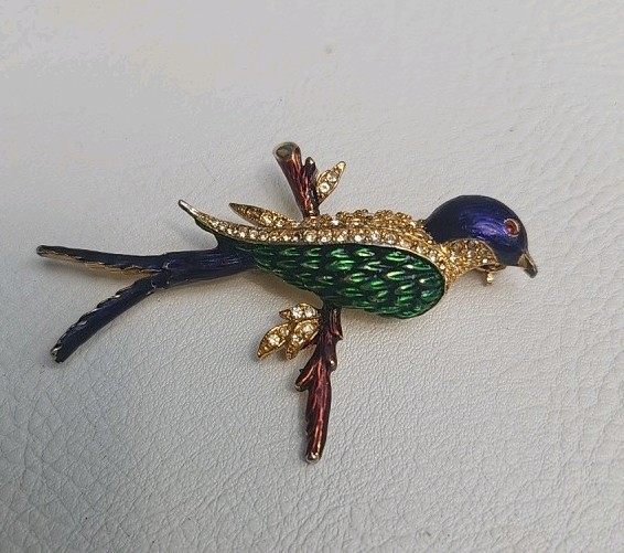 Vtg SPHINX Of England A2012- Swallowtail Bird Brooch 2 missing Rhinestones
