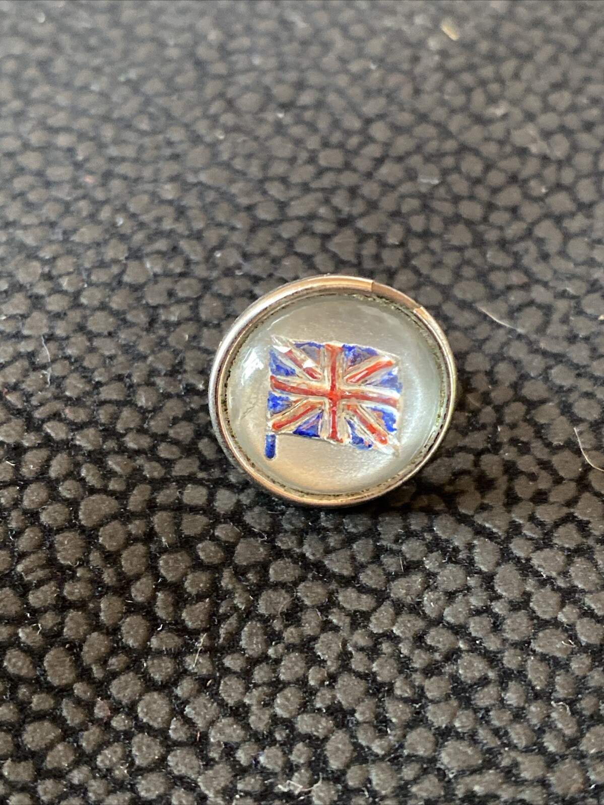 Antique Bubble Goofus Glass Reverse Painted Carved Intaglio British England Flag