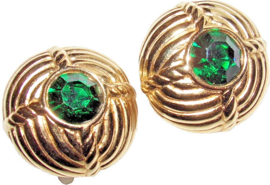 JAW DROPPING signed Ciner earrings with amazing green stones-OMG!!