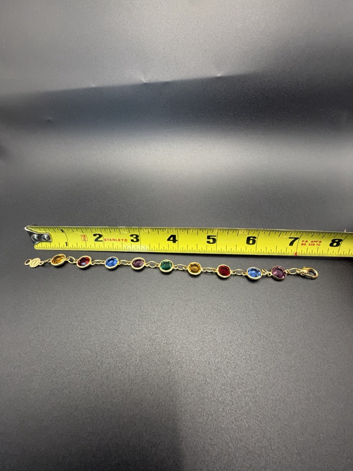 Vintage Austrian Crystal USA Signed Multi color Crystal Bracelet 7.5”