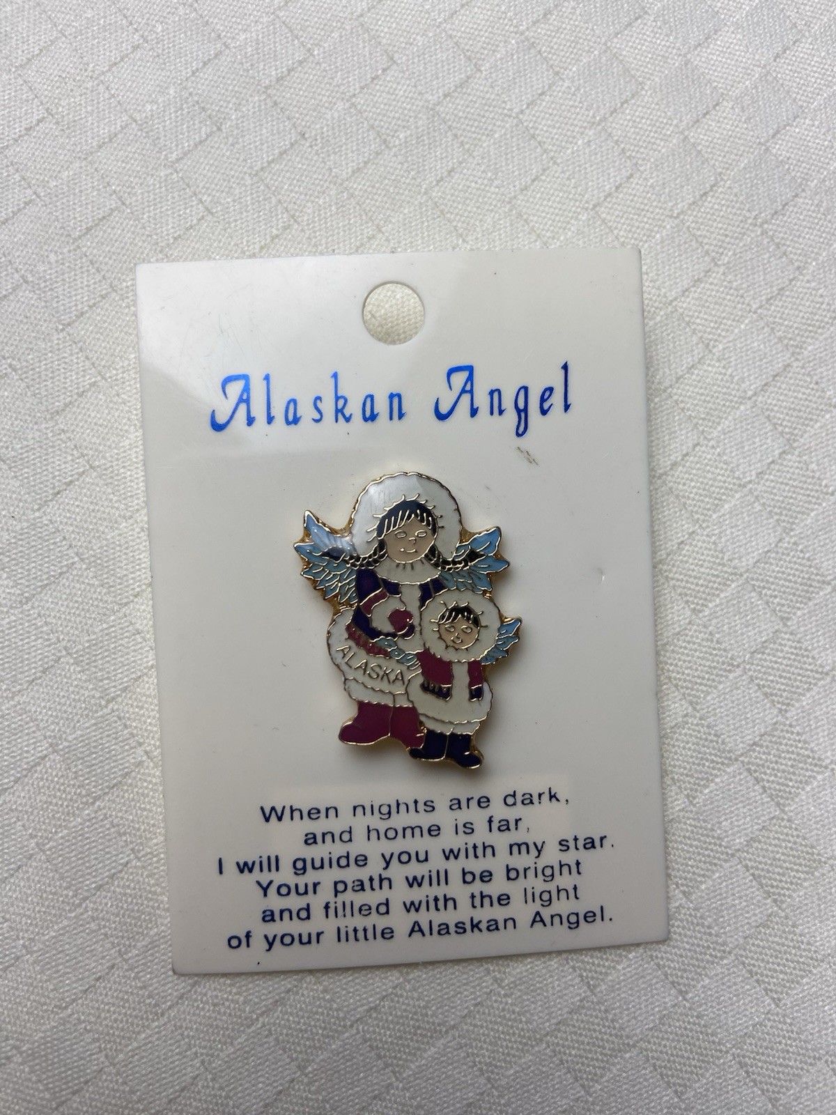 Vintage Alaskan Angel Pin Collectible Souvenir Gold Tone