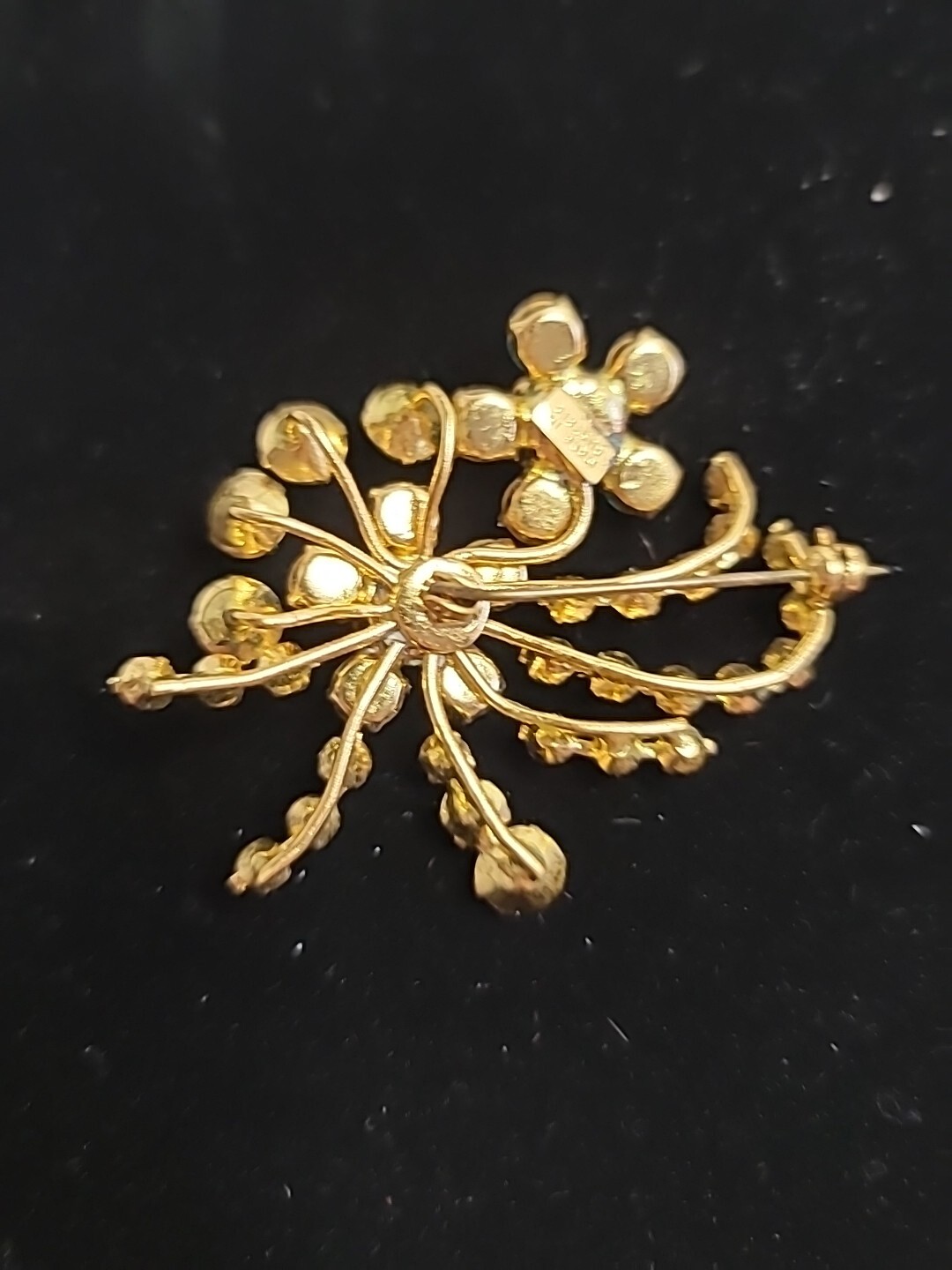 Vintage Austrian Teal Green Light Blue Floral Brooch W/Matching Clip Earrings