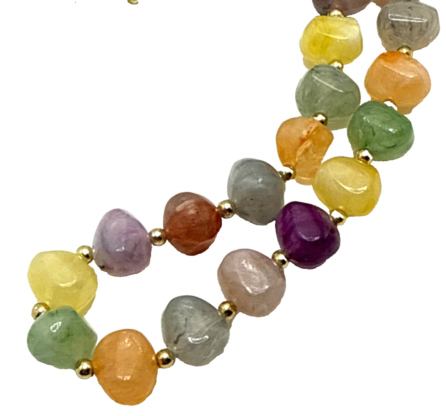 Vintage Faux Stone Lucite Bead Necklace Multicolor Earth Tones Matinee 24″