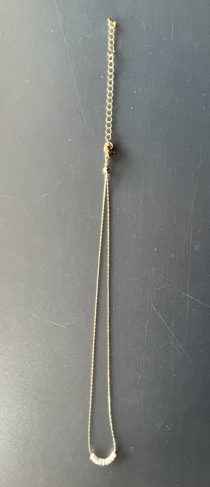 Vintage Lucite Beads Gold Tone Dainty Wheat Link Chain Lobster Clasp Adjustable