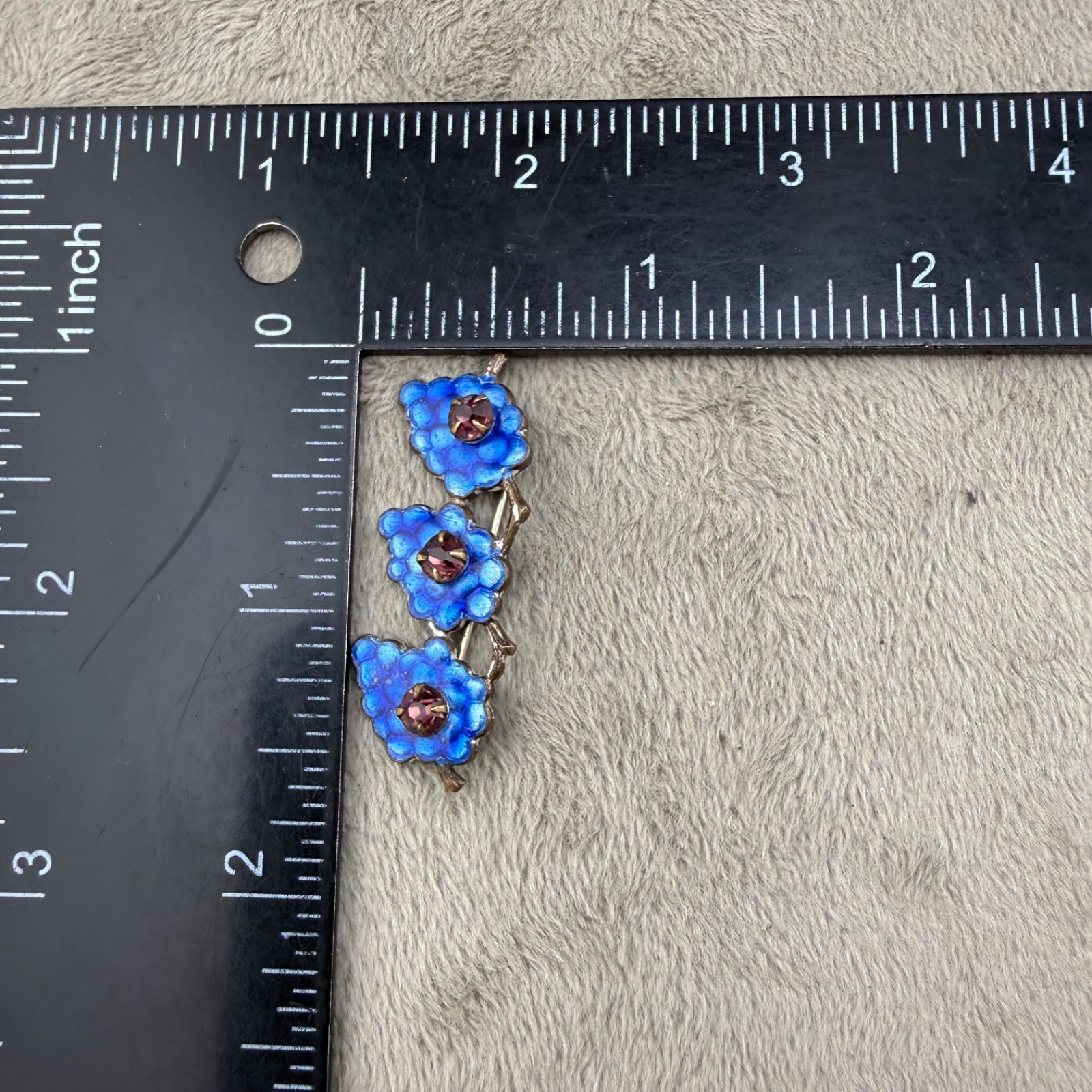 Vintage Enamel Rhinestone Brooch Silver Tone Grapes