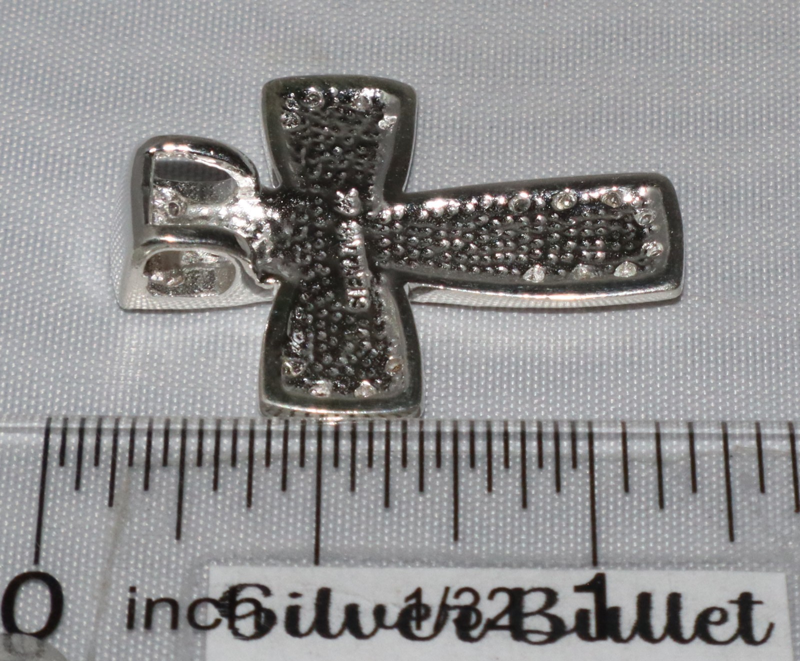Vintage Sterling Silver Faux Opal Inlay Crystal Accent Cross Pendant Signed AK