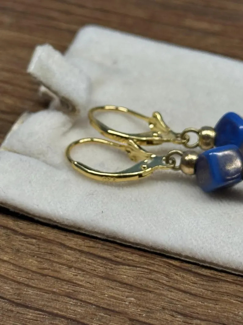 Earrings silver 925 natural coral Lapislazuli