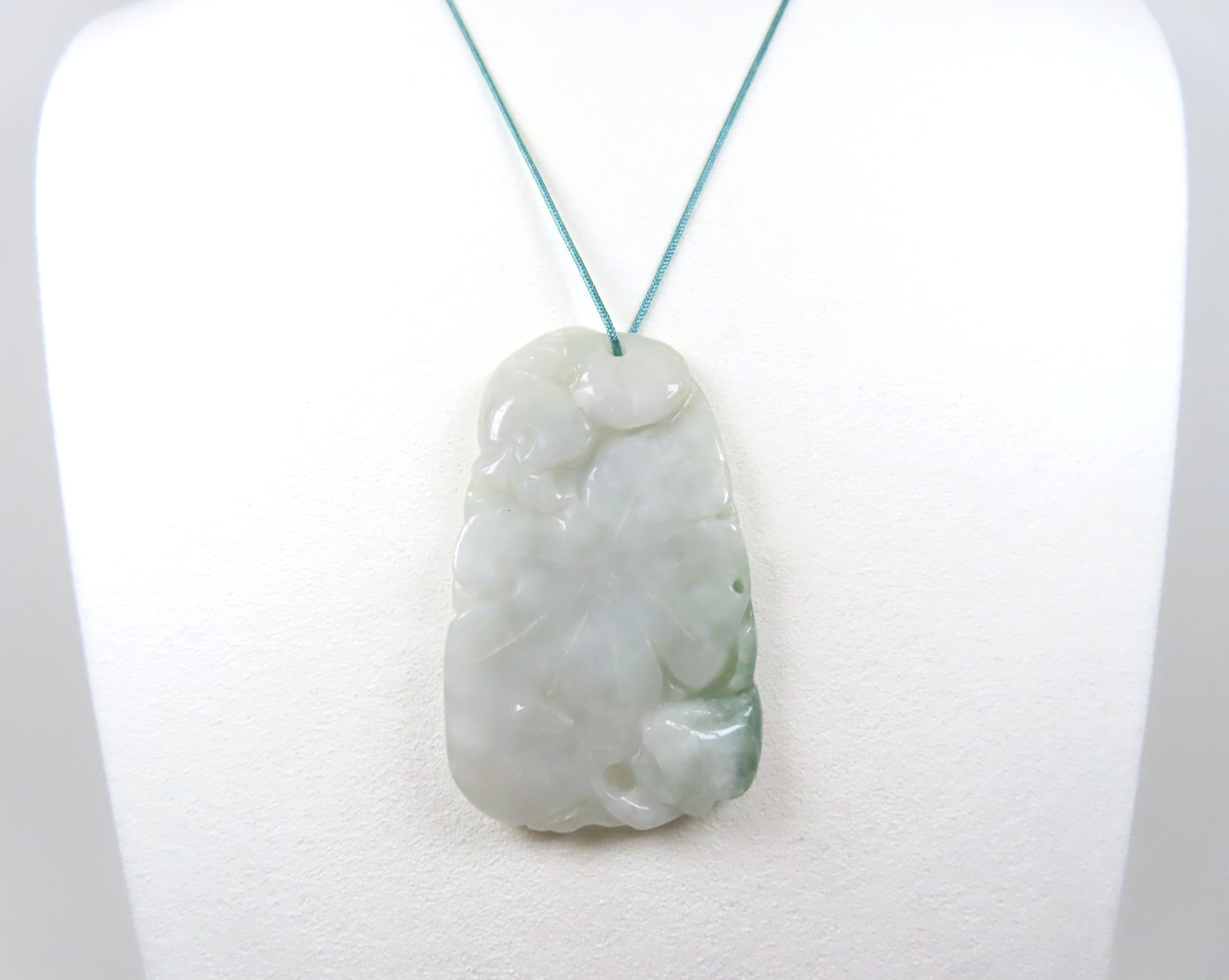 Vintage Chinese Carved Green White Jadeite Pendant