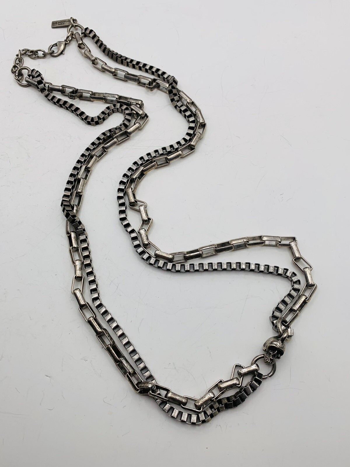 Vintage Designed Signed The Kooples Paris Skull Chunky Layered Chain Necklace