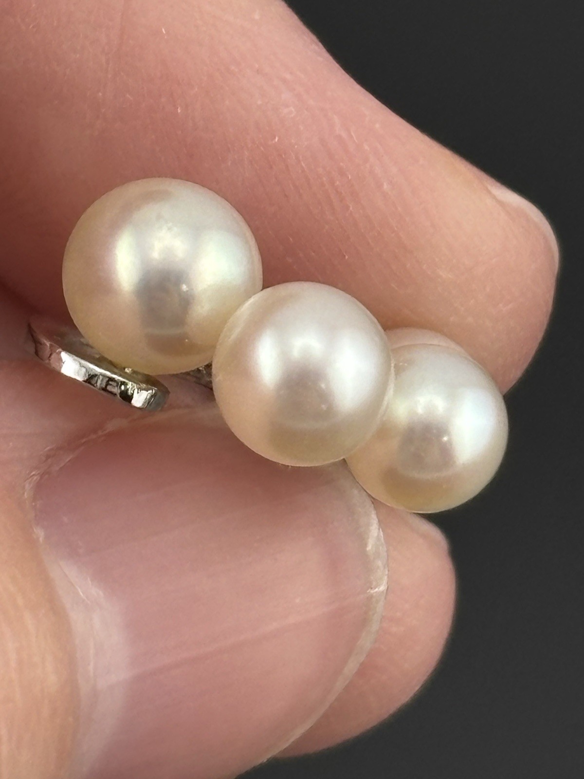 Vintage Sterling Silver Mikimoto Akoya Pearl Pendant 4 Pearls Swirl Charm .75″