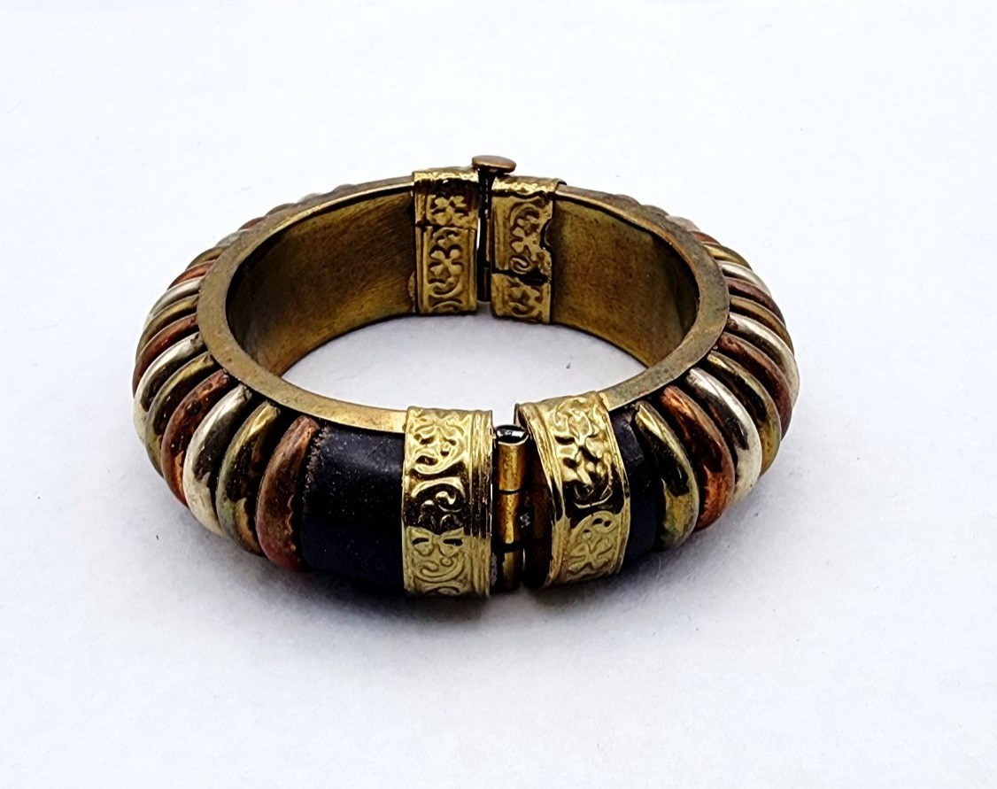 Vintage hindged Copper Cuff brass bracelet 7″