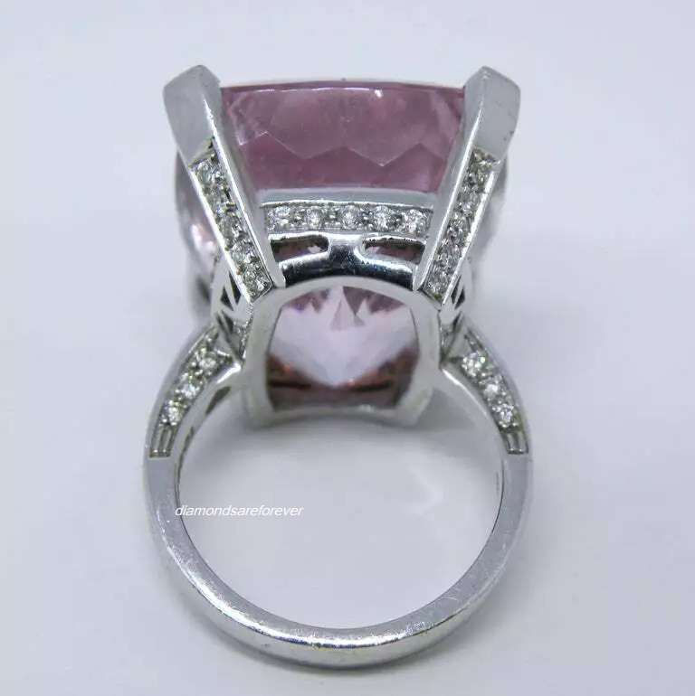 One-Of-A-Kind Awesome Solitaire 29.00CT Rose Pink Cushion Kunzite Wedding Ring