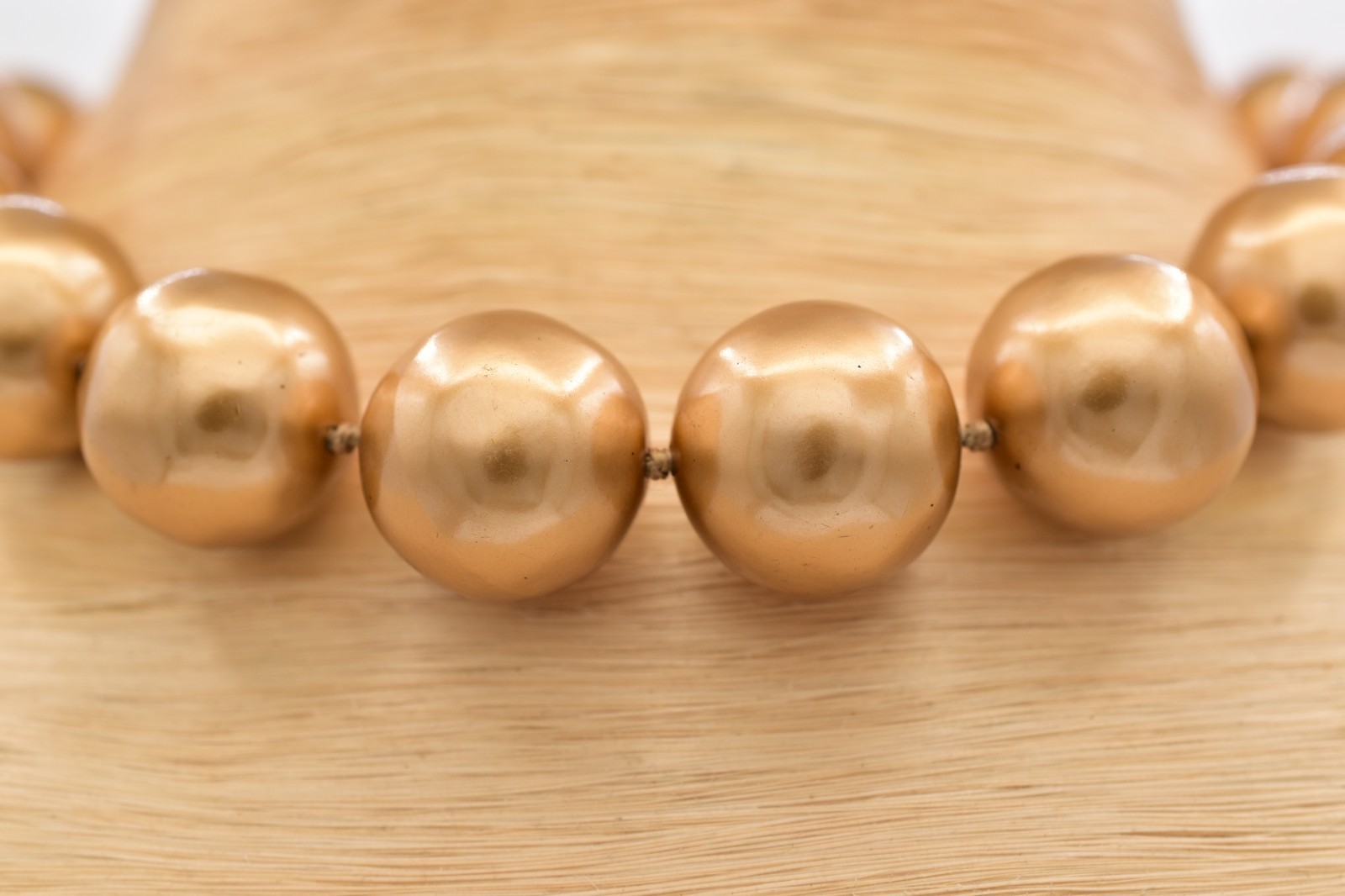 Vintage Chunky Gold Pearl Choker Necklace Large Beaded Statement Collar 80s BinI