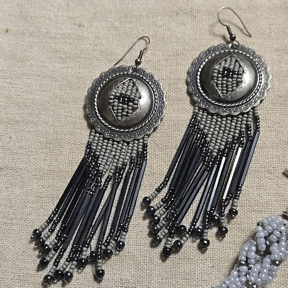 Vintage Silver Concho Beaded Earrings Sigrid Olsen Pearl Bracelet Set