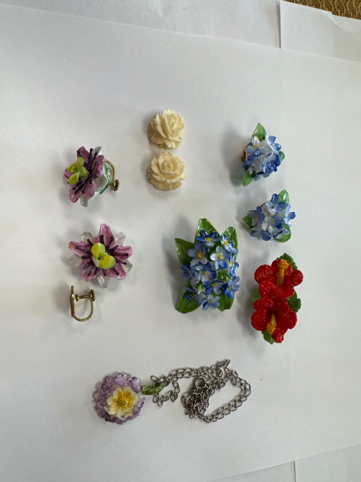 assorted lot of Bone China England Brooch & clip onEarrings