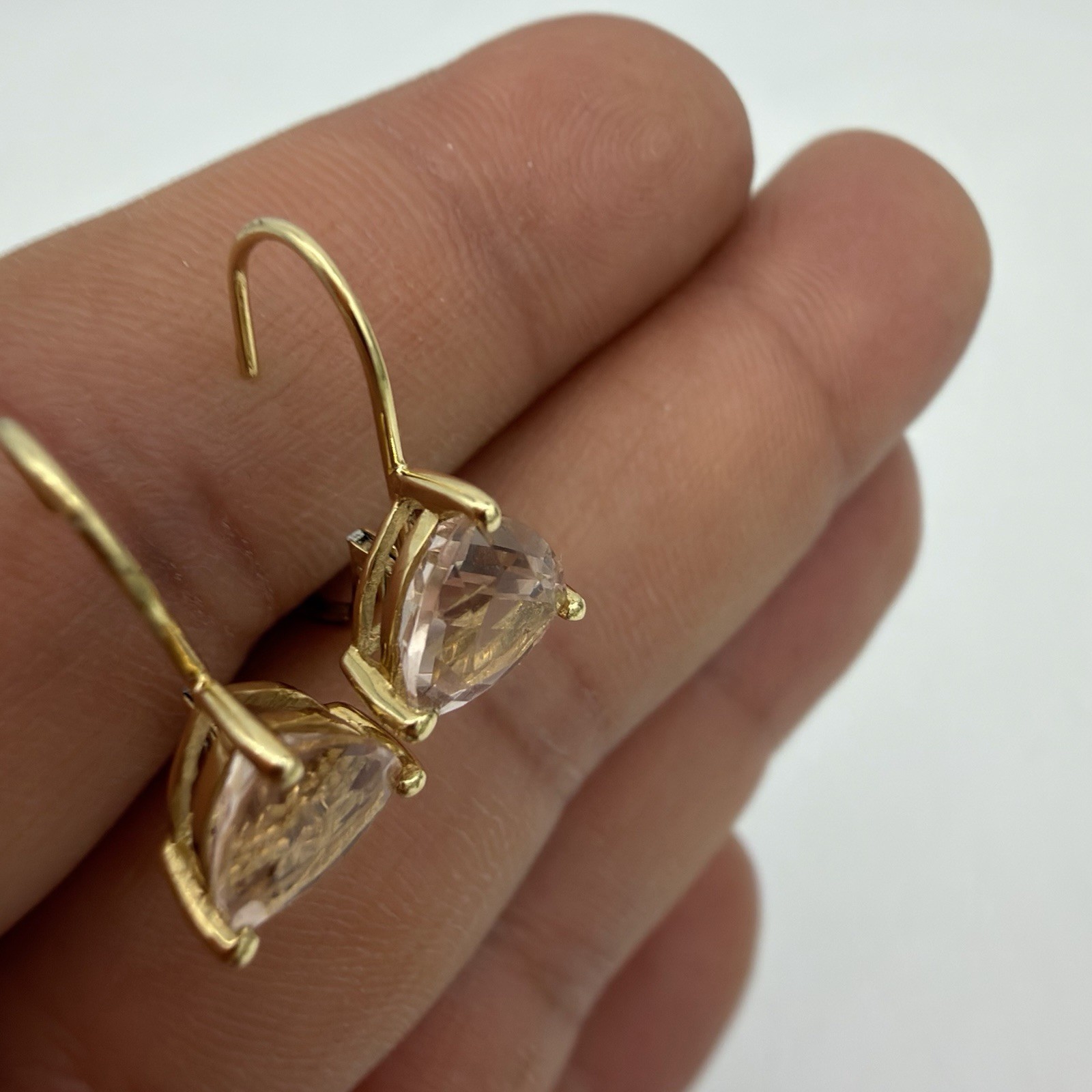Vtg 14K Yellow Gold Pink Stone Earrings Posibly Morganite QVC HSN Designer