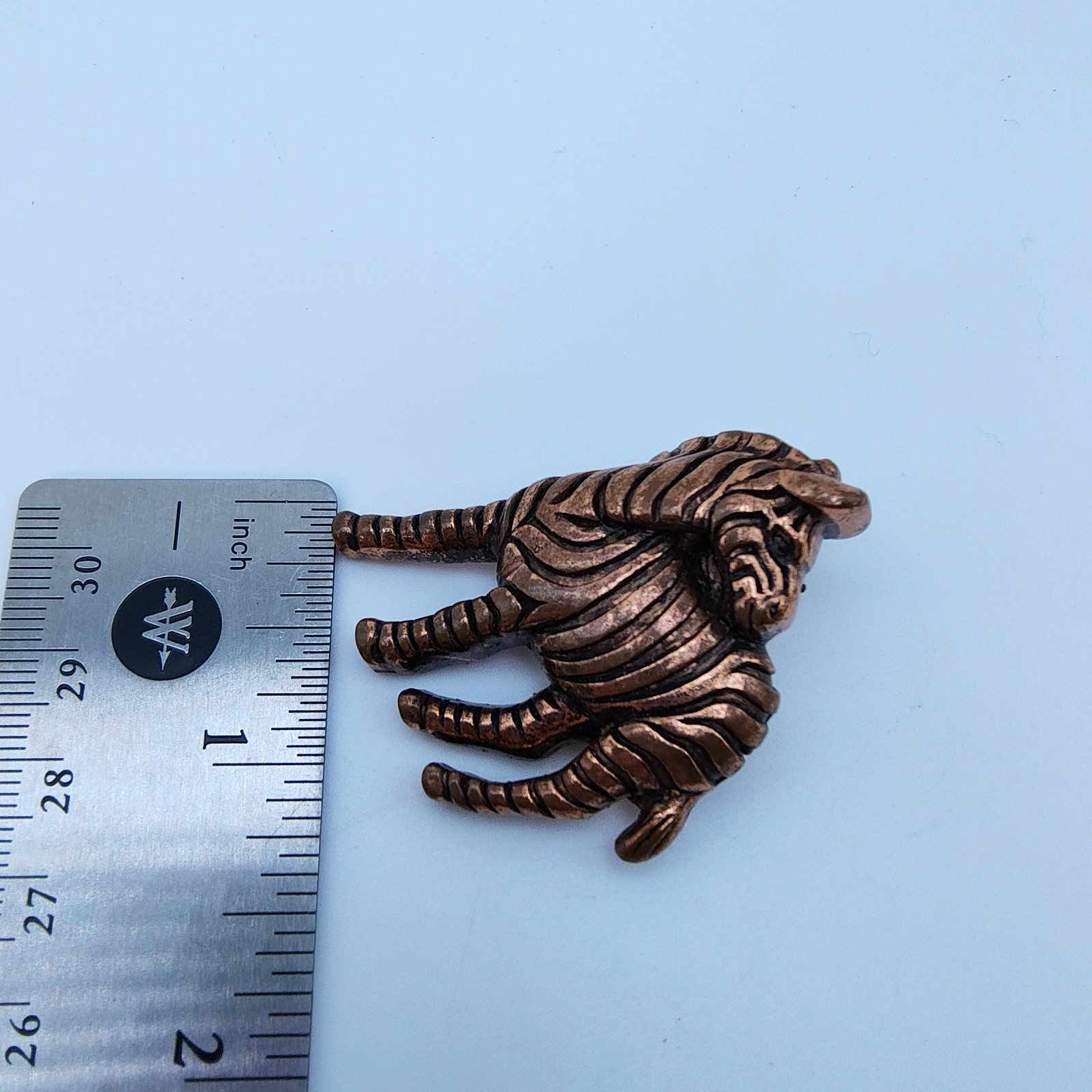 Vintage Zebra Brooch Copper Tone Textured Animal Figural Retro Safari Chic