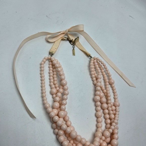 SUGARFIX by BAUBLEBAR Necklace Multi Strand Light Pink Beads Ribbon Tie Back