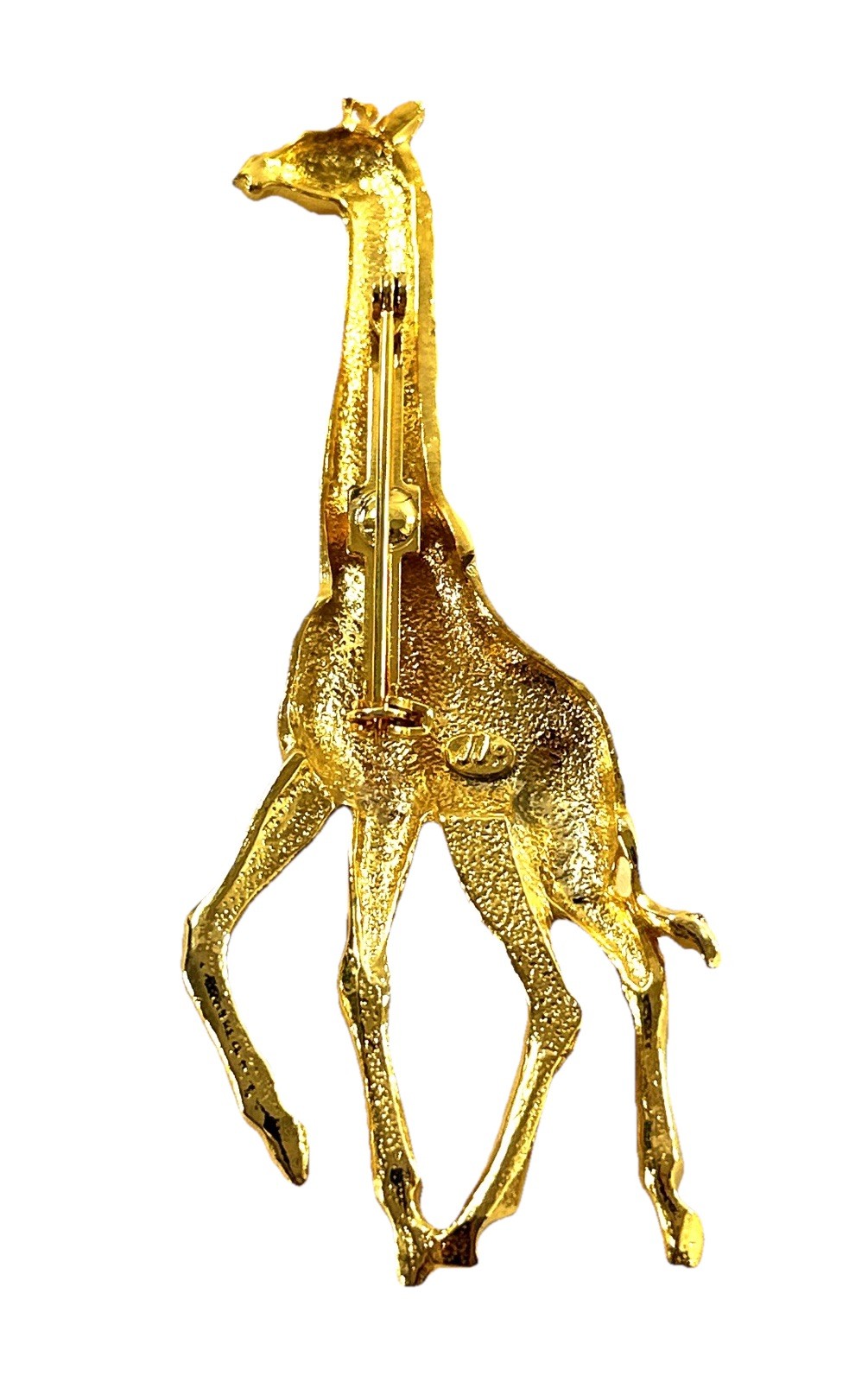 JJ Jonette Gold Tone Giraffe Brooch Pin 3” Animal Safari Jewelry Vintage