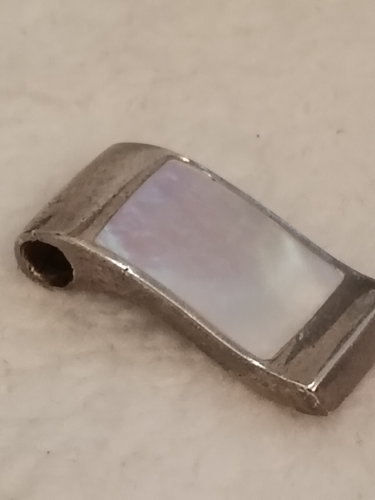 Vintage 925 Sterling Silver Slider Pendant w/Mother Of Pearl Inlay