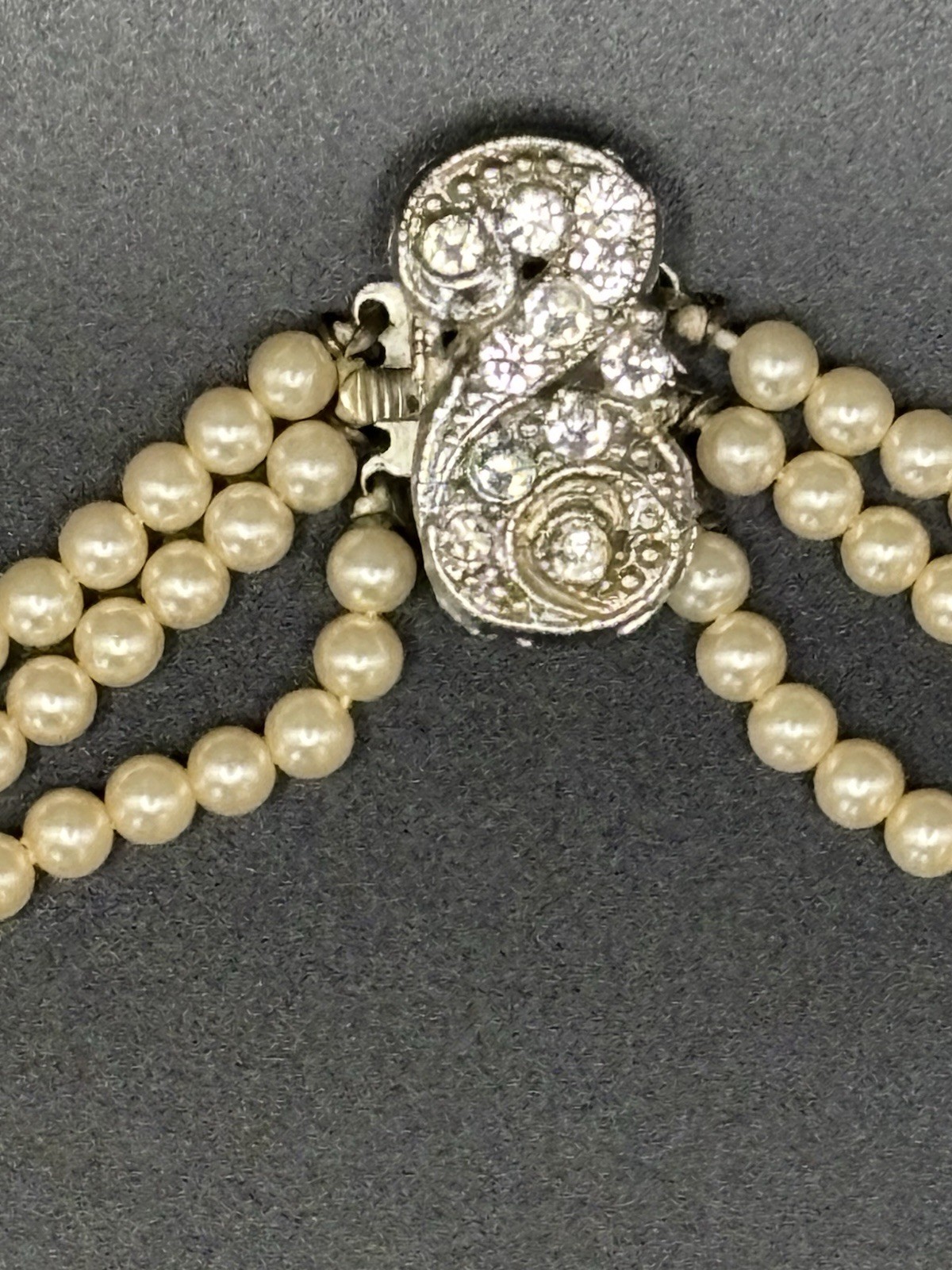 Vintage 3 Stranded Faux Pearl Necklace, Very Delicate, Light And Lovely!