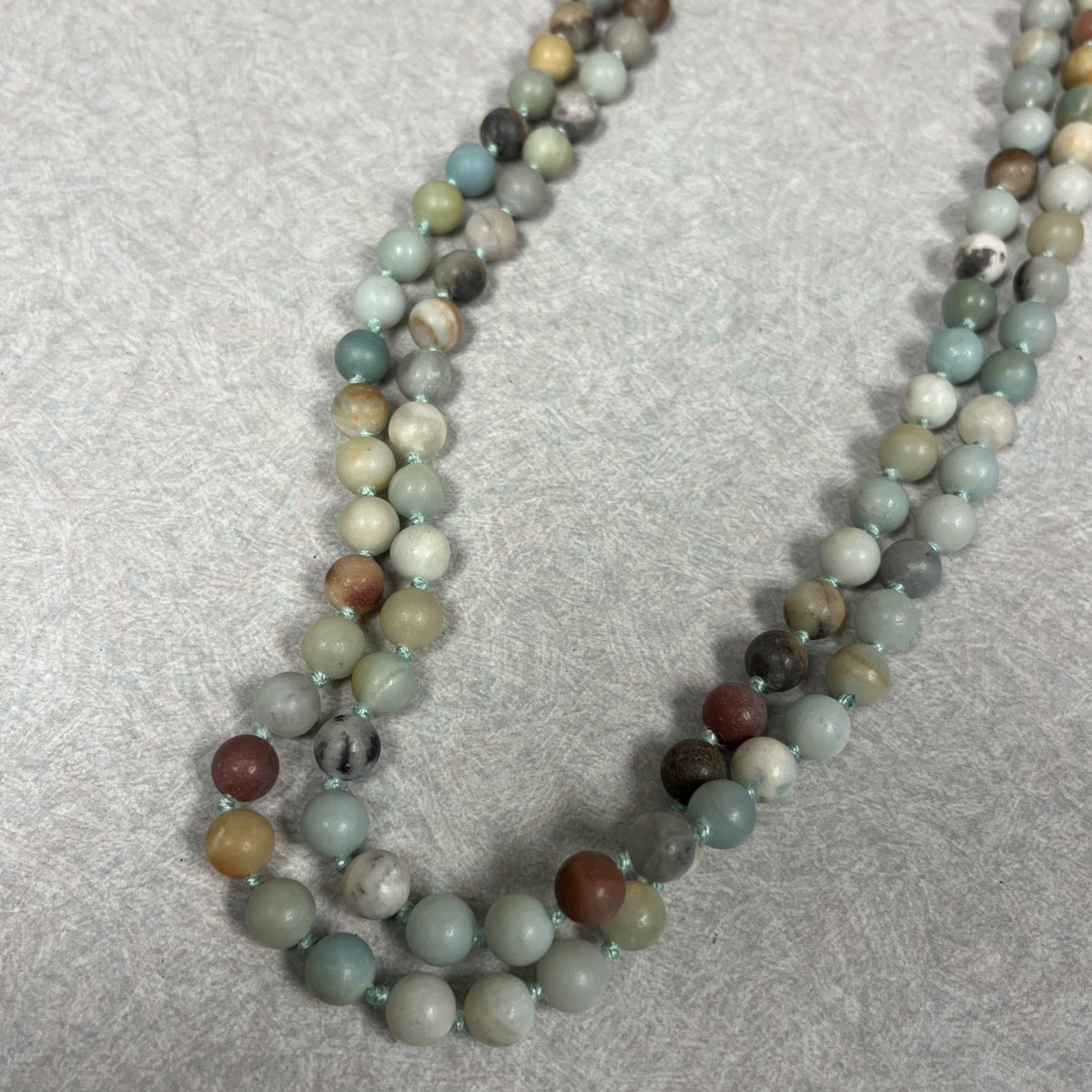 Vintage Amazonite Hand-knotted 60″ Necklace