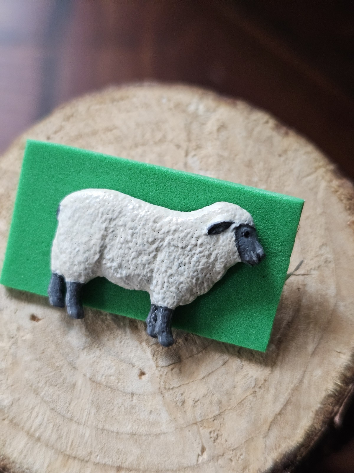 Vtg Sheep Lapel Pin 1992 GG Harris Fine Pewter Enamel Farm Figural Brooch #447