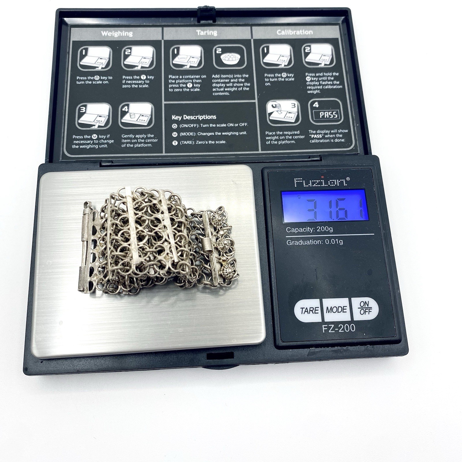 Vintage Sterling Silver Cannetille Filigree Link Bracelet Mesh Etruscan Revival