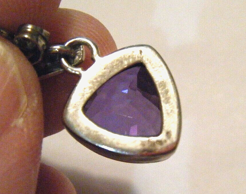 1″ Vintage Sterling Silver Purple / Blue Tanzanite Trillion Dangle Drop Earrings