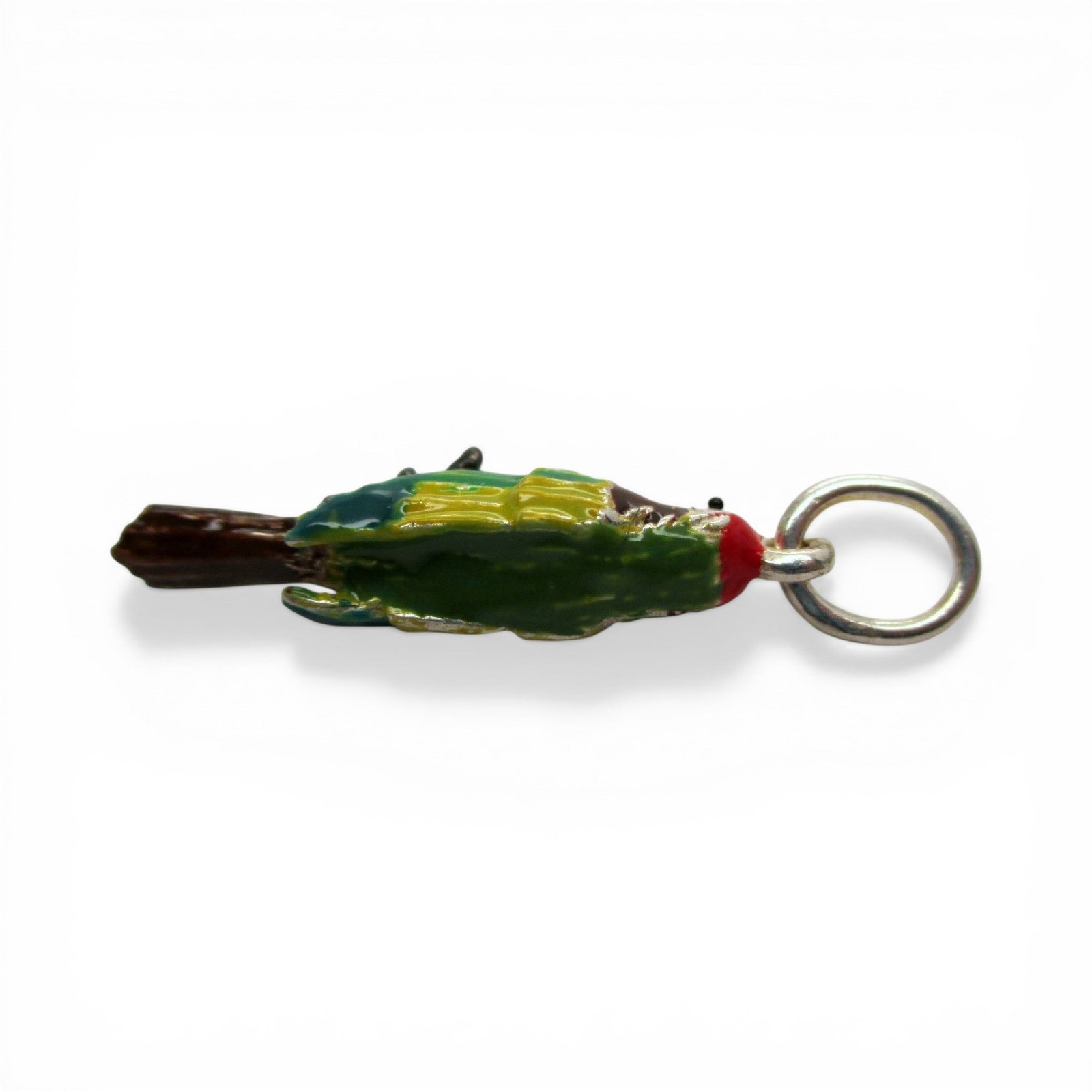 Sterling Silver Enamel Parrot Charm for Bracelet Tropical Bird Jewelry Vintage