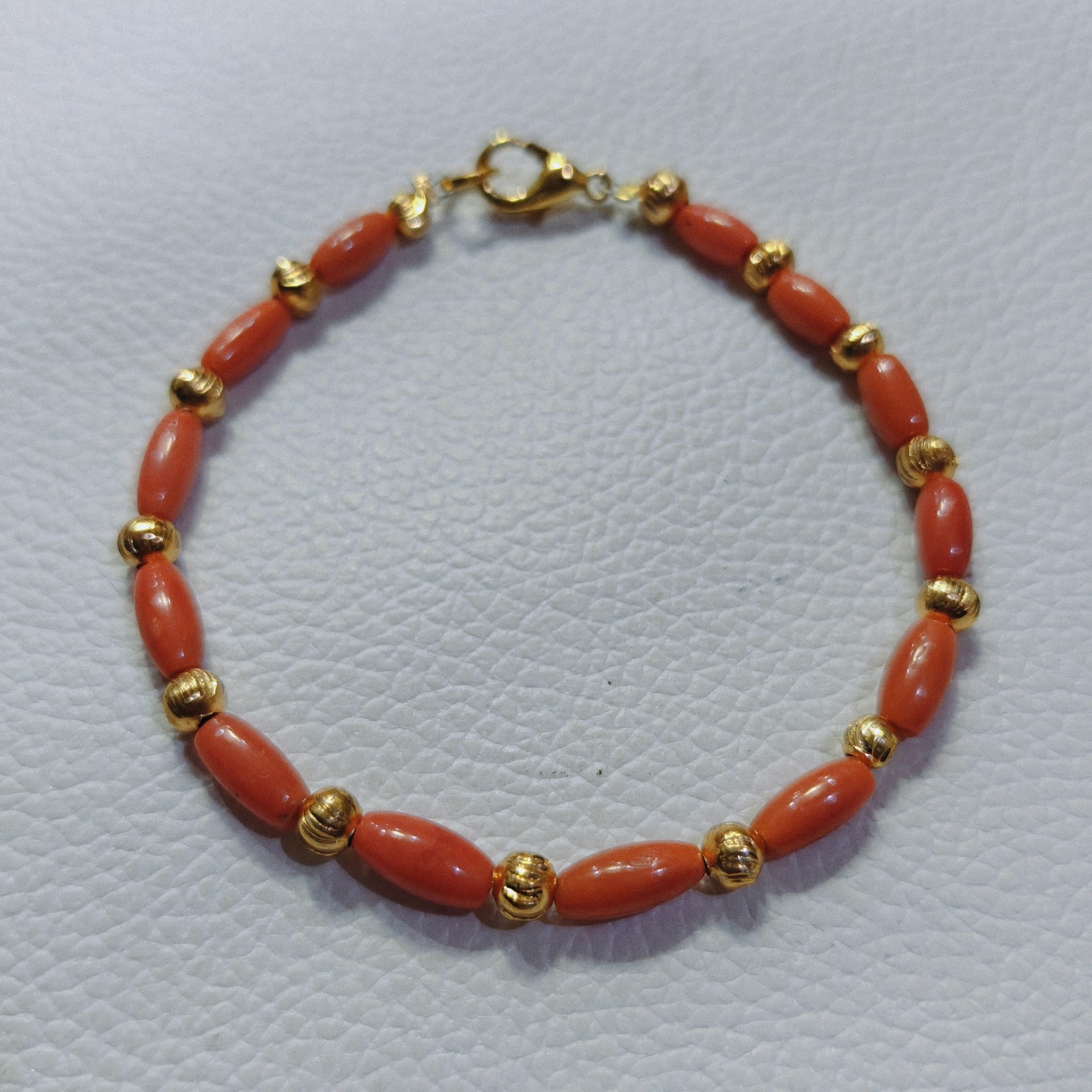 Natural Italy Coral Beads Bracelet Genuine OrangeCoral Handmade Gemstone Jewelry