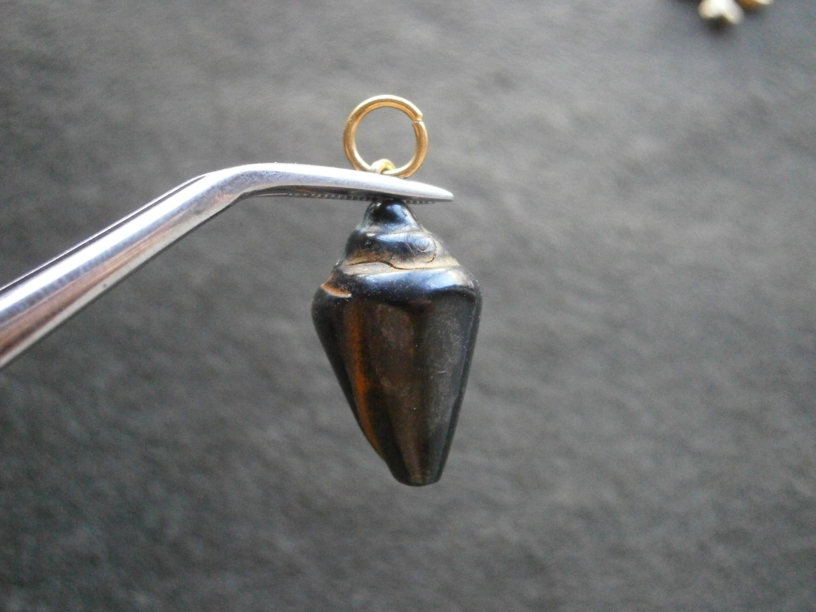 Unusual Carved Shell Unknown Material Lightweight Amulet Vtg Charm Pendant 1.7g
