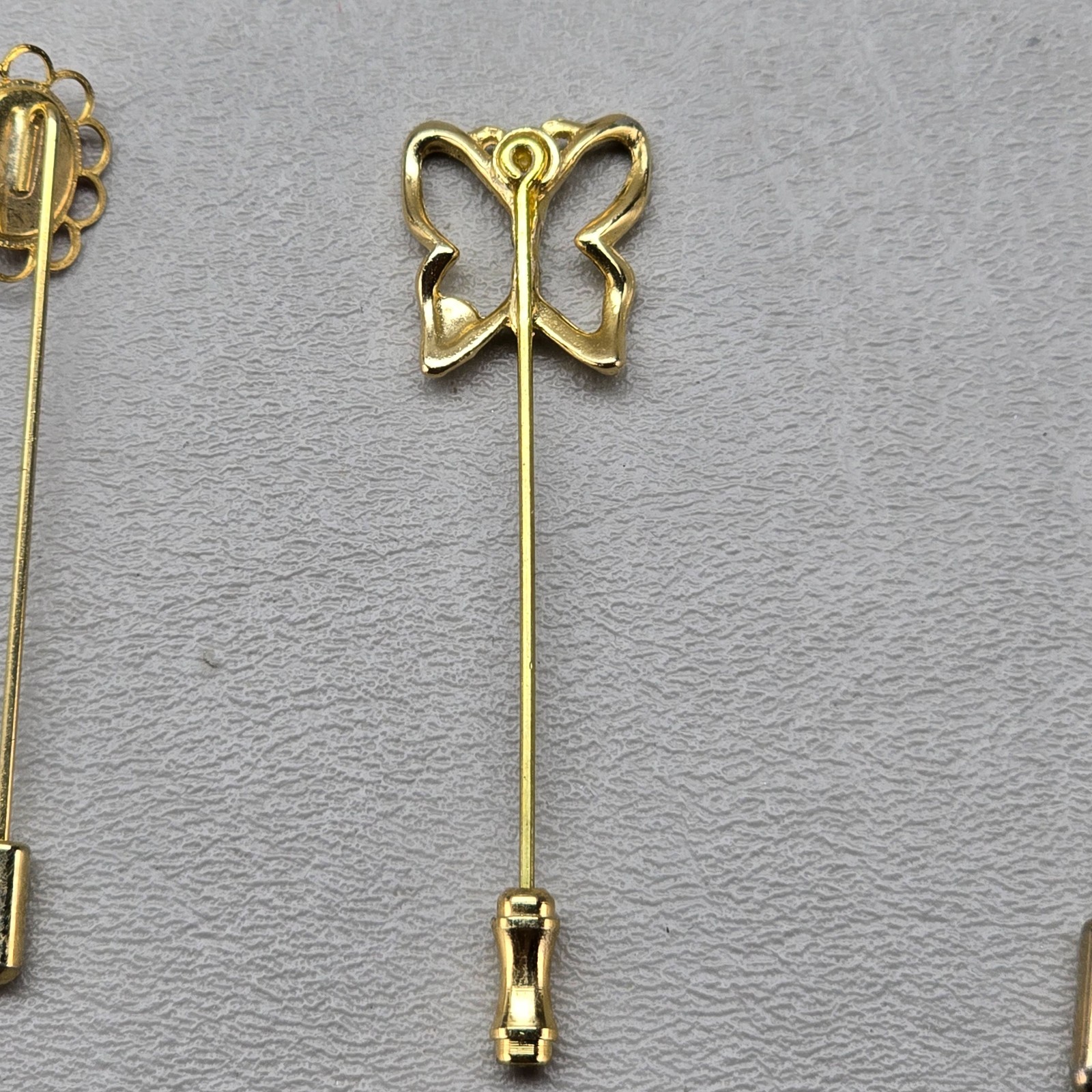 Vintage Stick Pin Lot 6 Pieces Hat Lapel Red Hat Society Gold Silver Tone