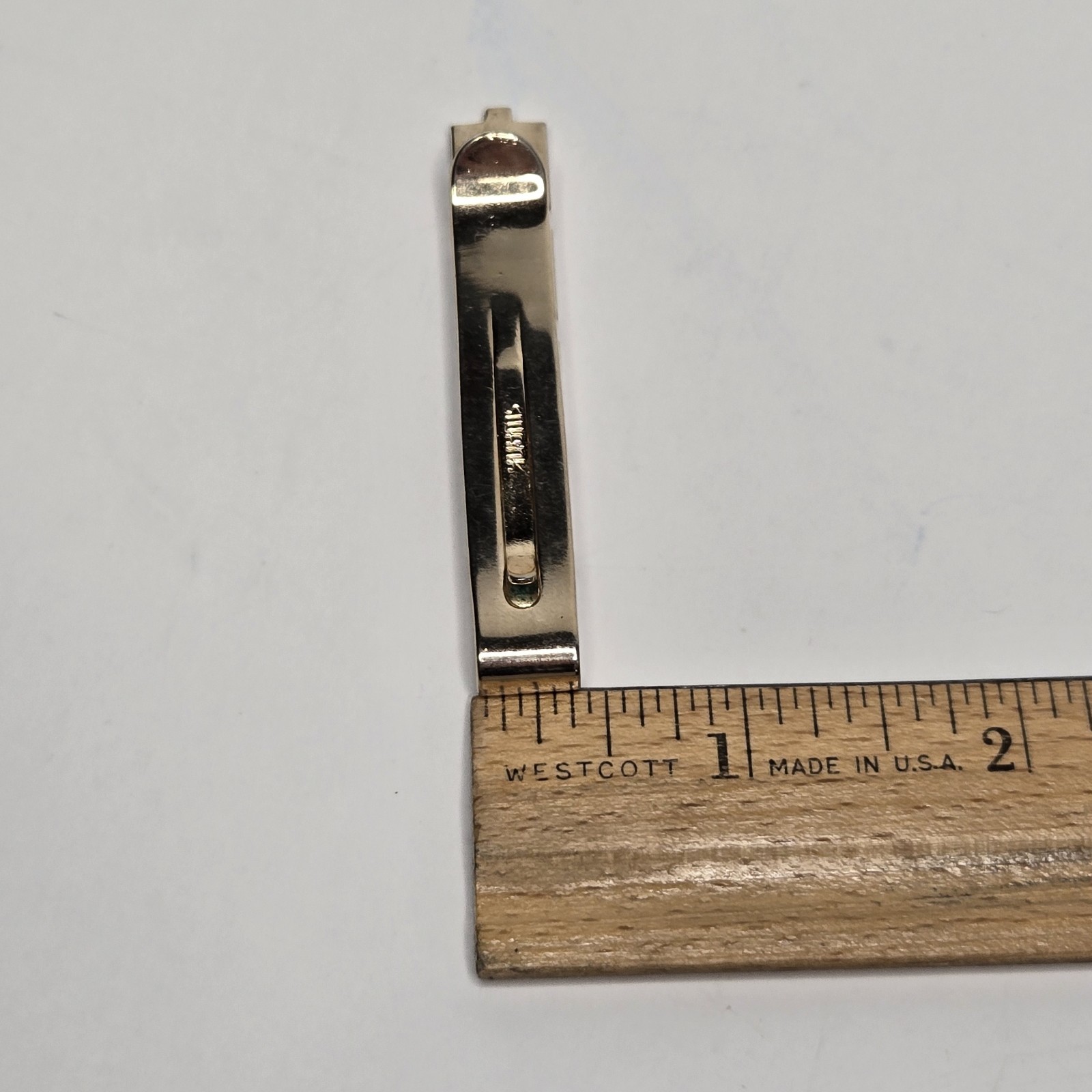 Vintage Swank Gold Tone Tie Clip Geometric Brick Watchband Link Mid Century MCM