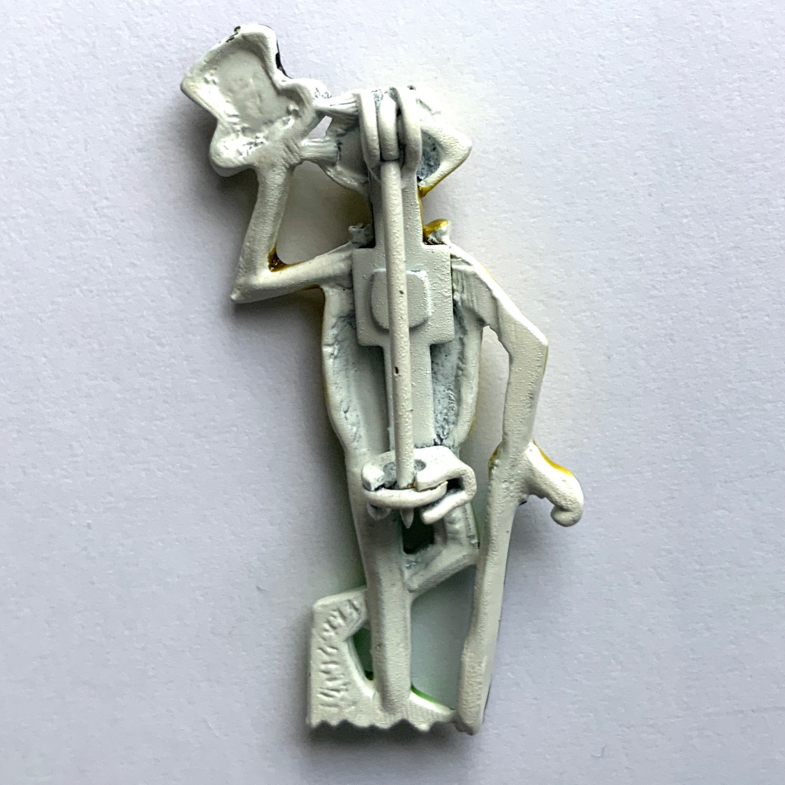 Vintage Whimsical Enamel Green Cartoony Frog with Top Hat & Cane Brooch
