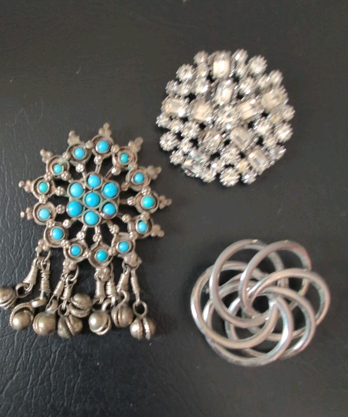 Vintage Mid Century Mod Estate Jewelry Lot Brooch Earrings Larimar Bracelet Doll