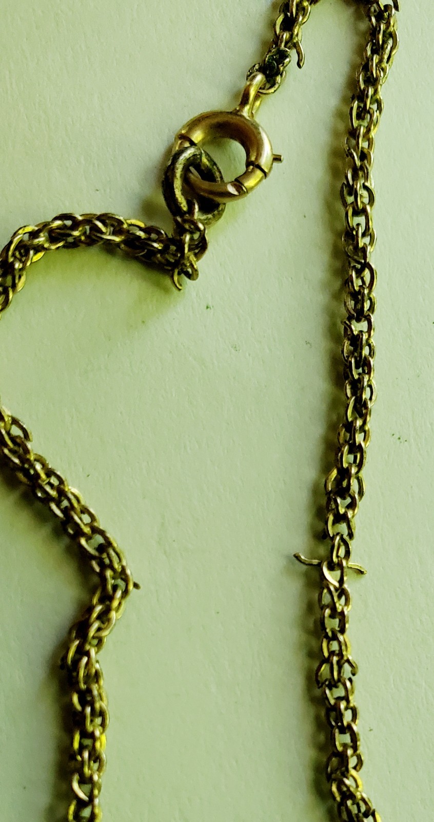 Antique gold tone etched/monogrammed locket pendant necklace stamped F.L.S.