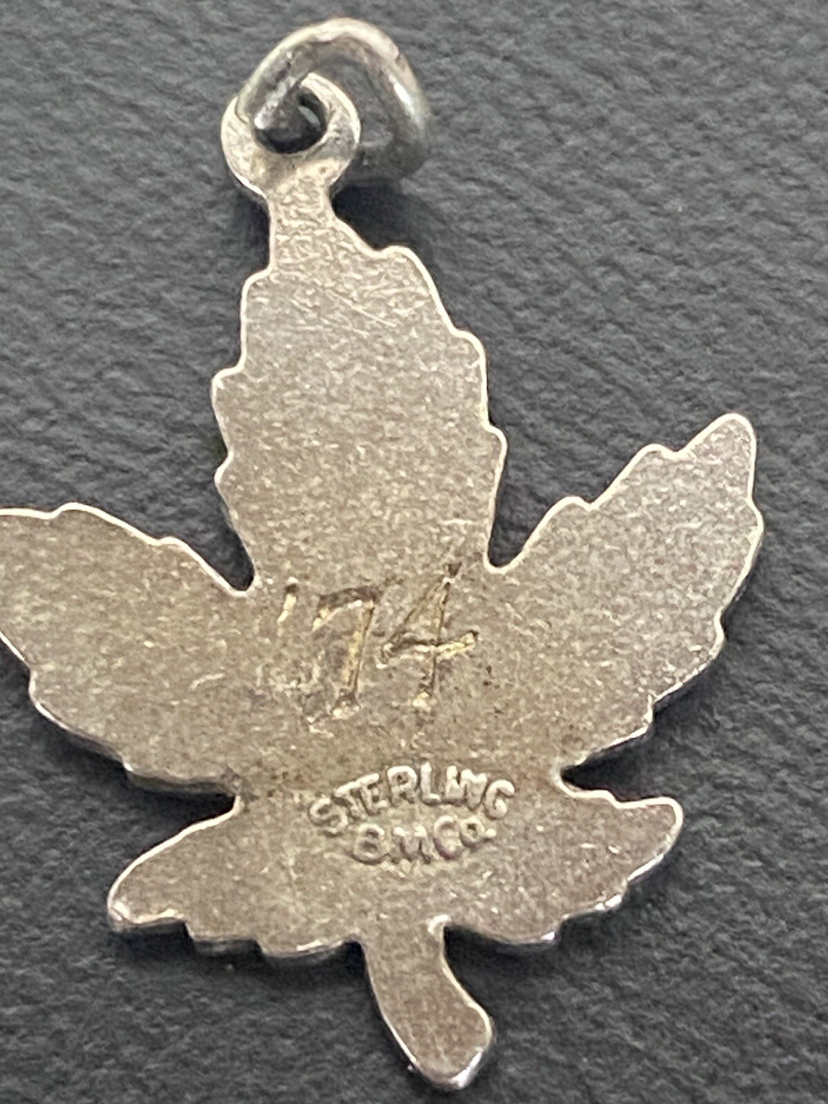 VIntage Sterling Slver Charm Bamff Canada Souvenir Enamel Maple Leaf BM co