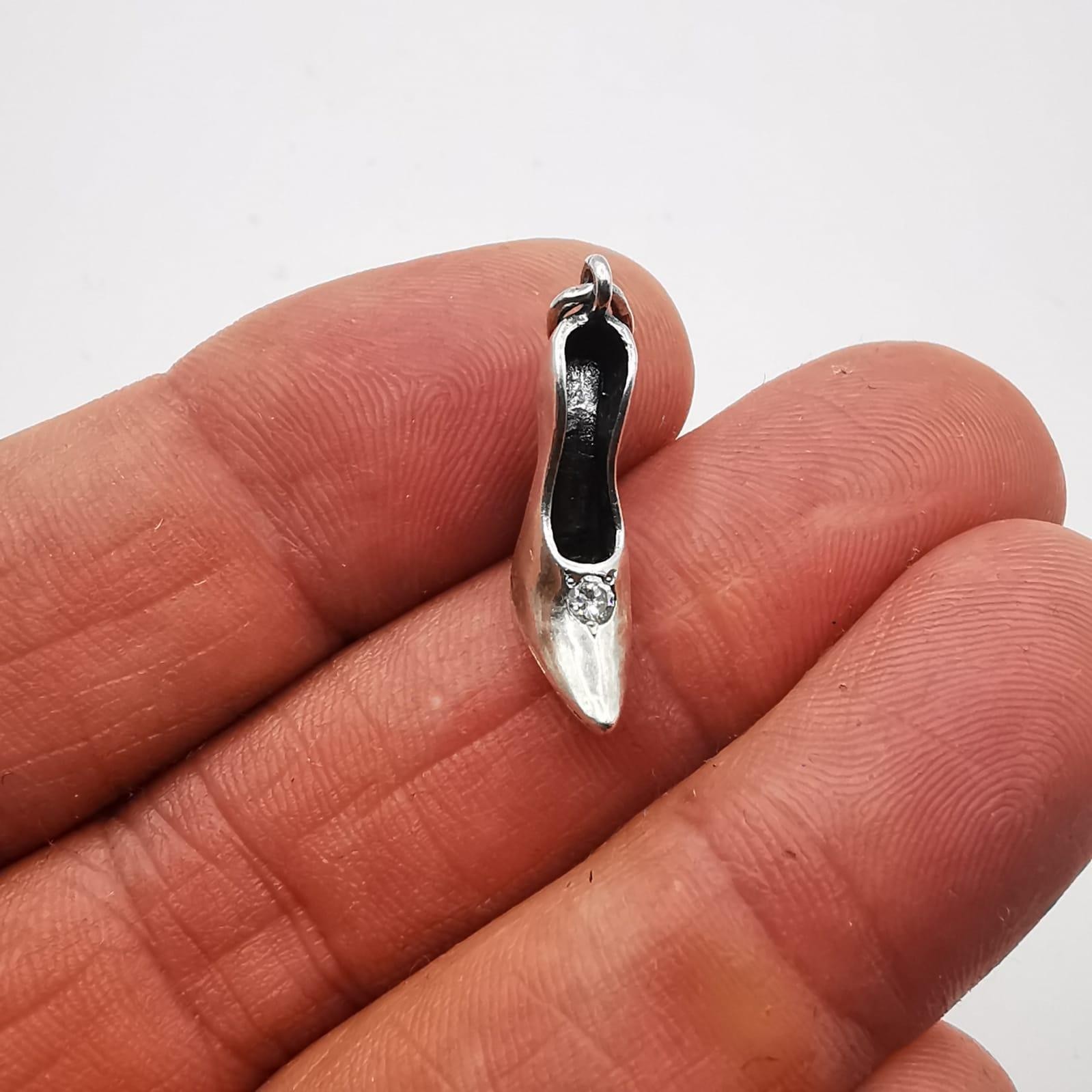Vintage 925 Sterling Silver Zircon Pendant 0.78″ Handmade Jewelry Gift 2.82g