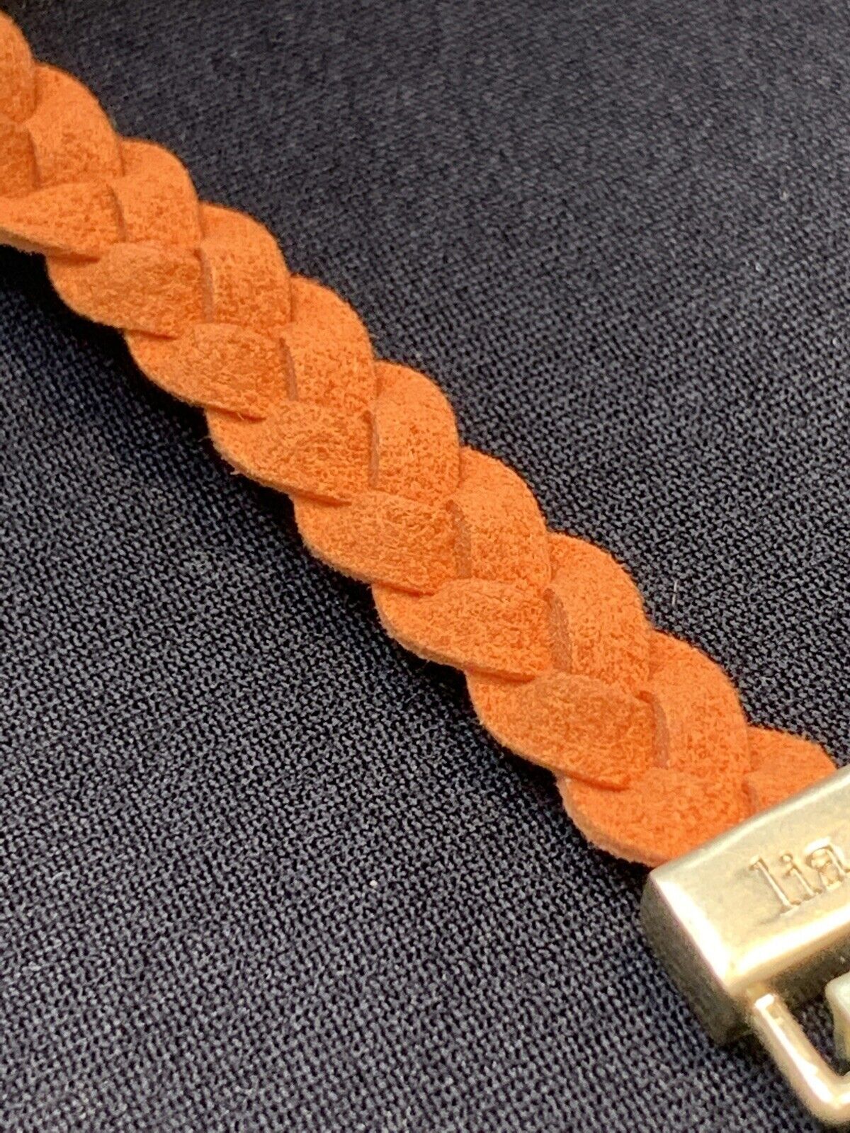 Lia Sophia New W/ Tags Orange Boho Leather Glass Rhinestone Bracelet 7 3/4”