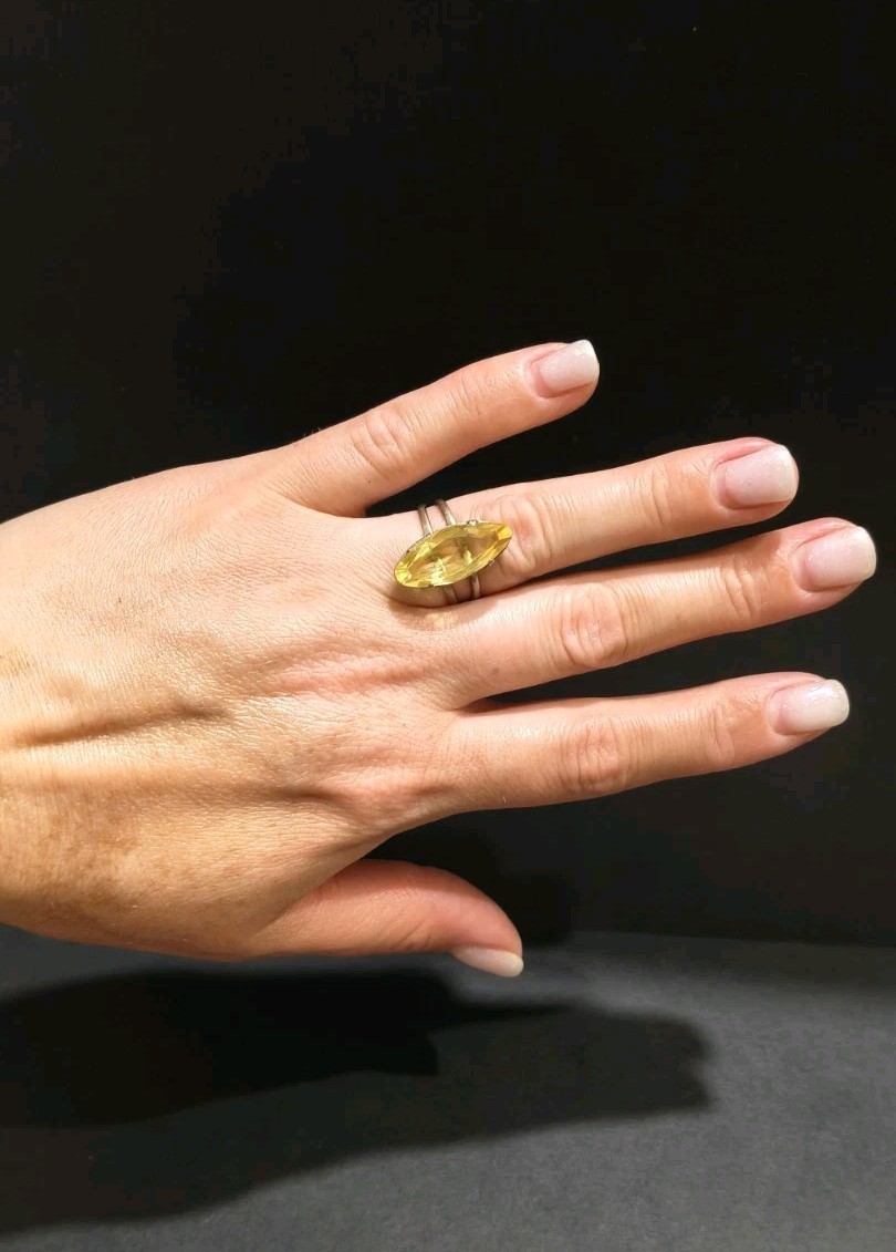 Vintage Gilt Silver Engagement Ring 875 soviet Women’s Jewelry