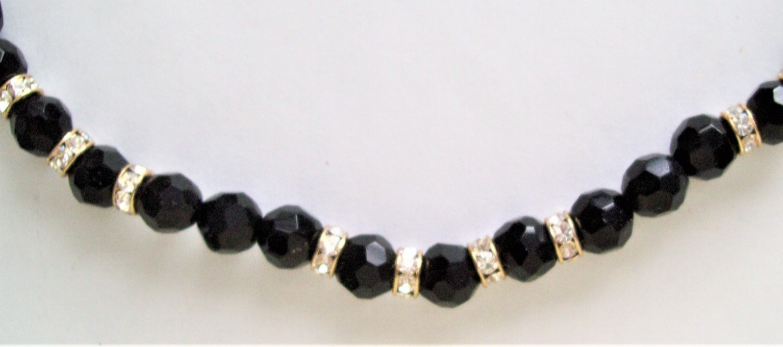 Vintage Classic Coldwater Creek Black & Clear Crystal Beaded Necklace
