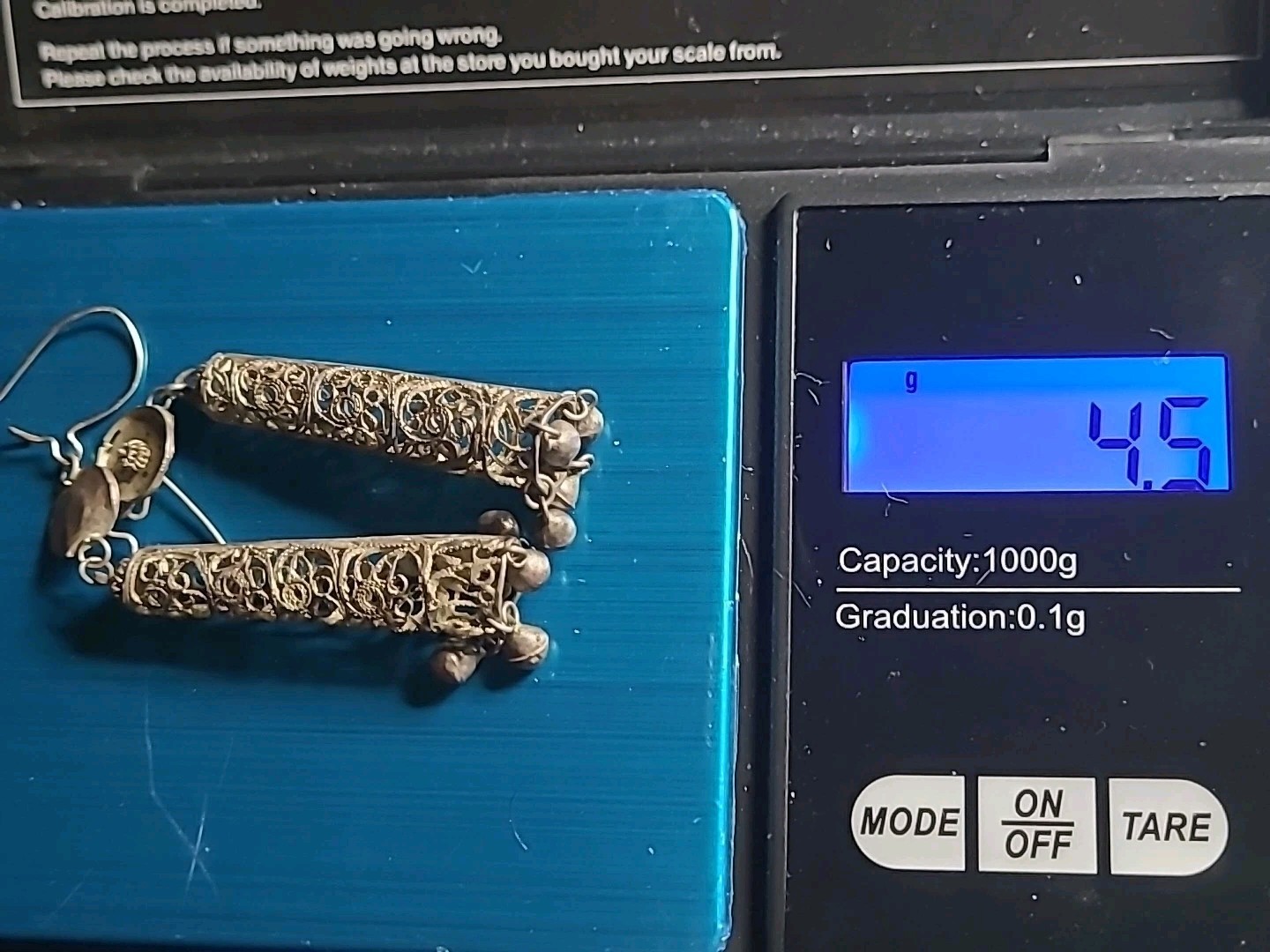 Vintage Silver Filigree 2 1/2″ Long Dangle Drop Earrings Very Light Weight