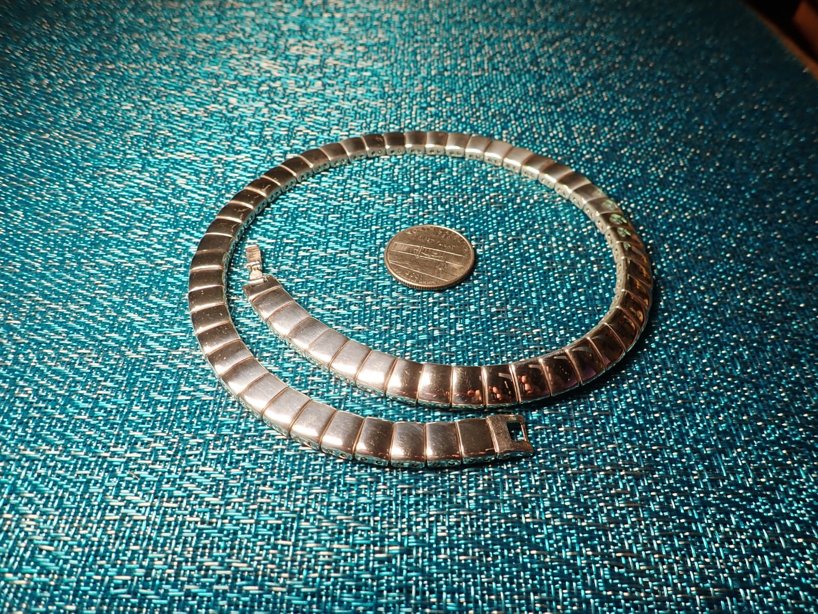 Vintage 16.5″L x 3/8″W Silver Plated/Almost Square Links (3/8″ X2/8″ ) Necklace