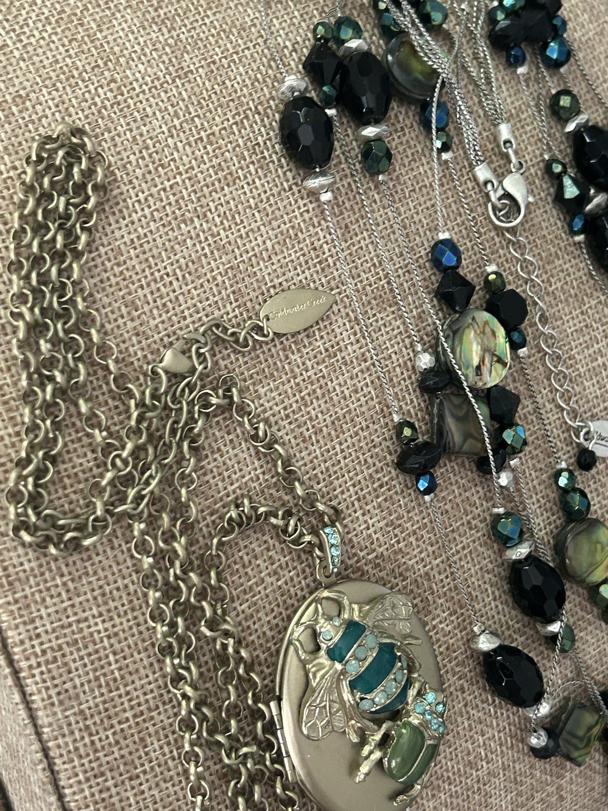 Vintage Signed Lot Coldwater Creek Necklaces Pendant Locket MOP Silver Gold Tone