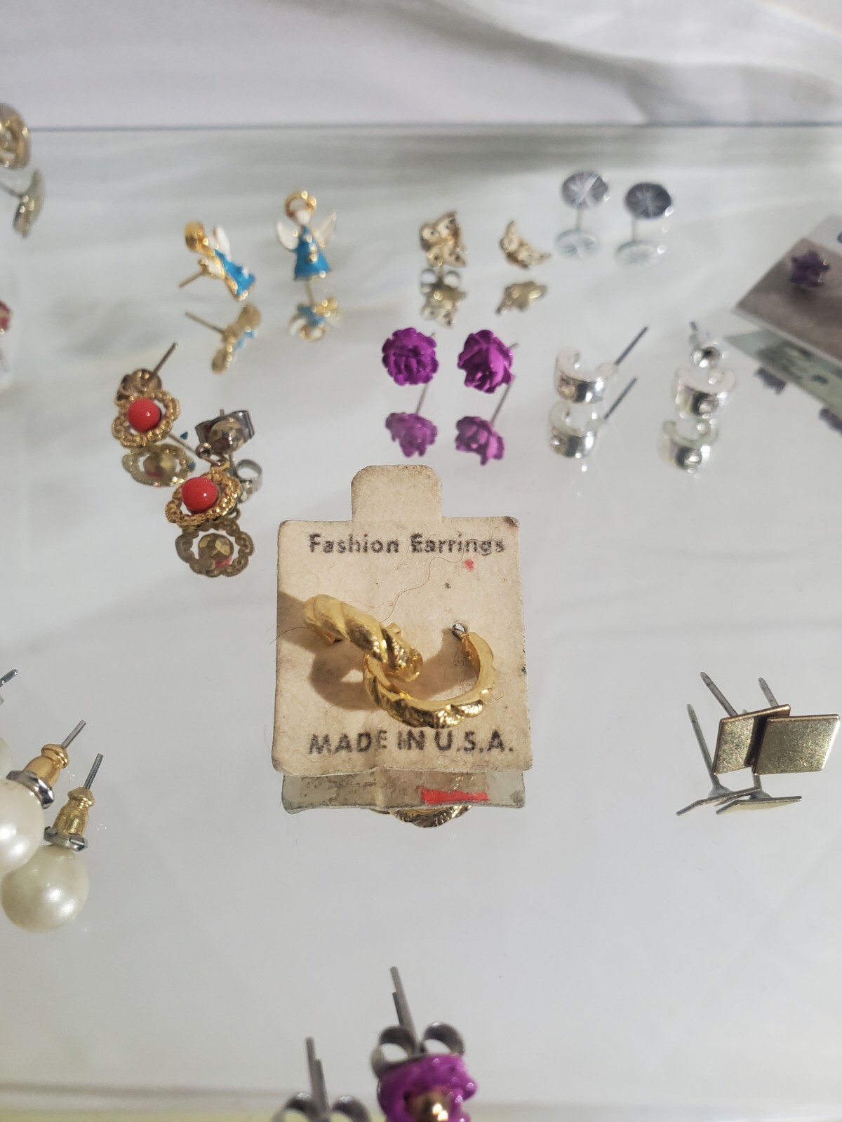 Vintage Earring Lot 16 pair miniature rose angel butterflies posts 60s 80s 90s