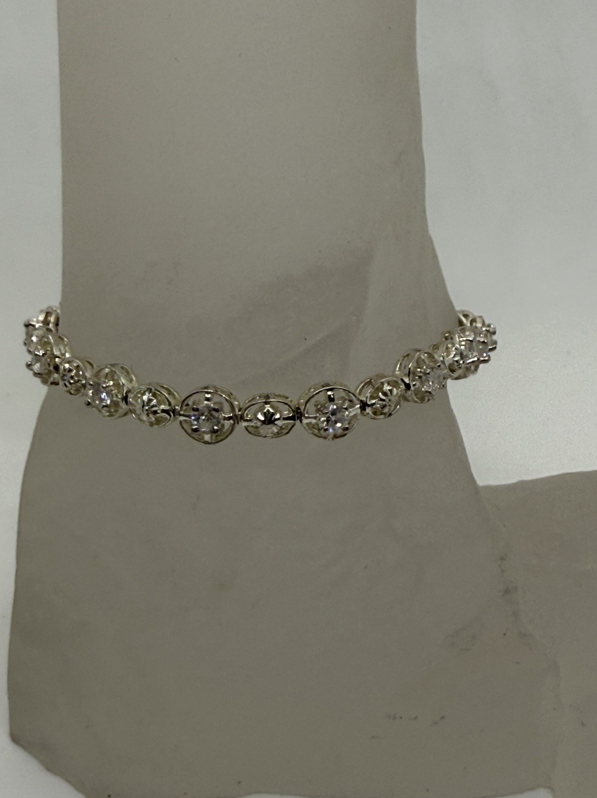 Vintage DBJ Sterling Silver 925 CZ Stones Tennis Bracelet 7″, Weight 10g