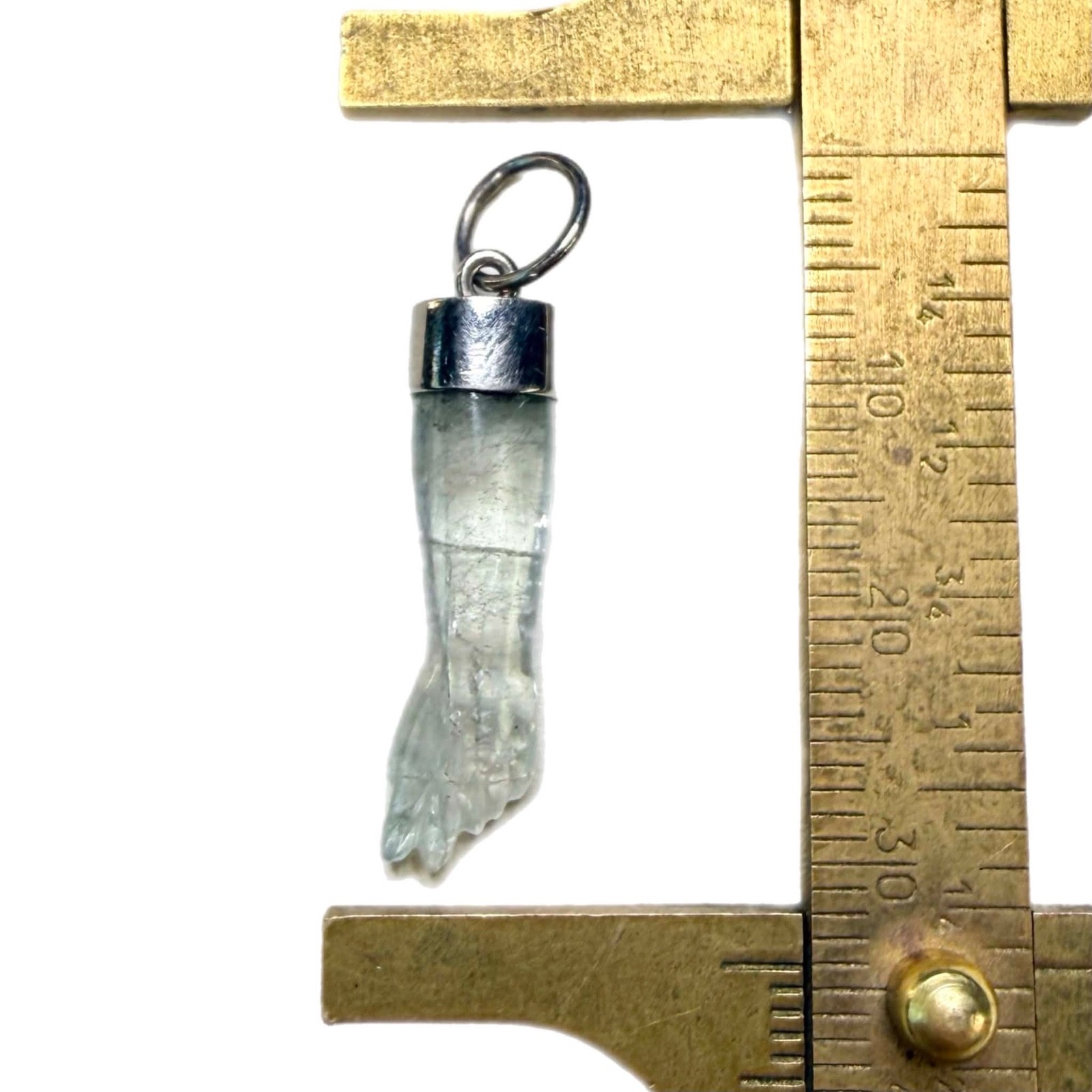 LUX Vintage Rock Crystal Figa Pendant, Sterling Silver Capped